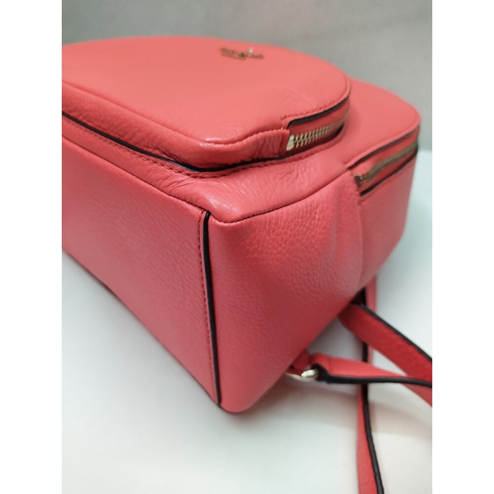 Kate Spade New York Jackson Coral Red Pebbled Leather Zipper Top Handle Backpack - Picture 8 of 16